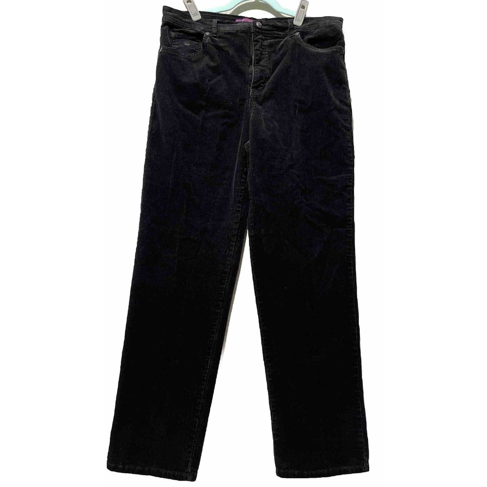 Gloria Vanderbilt Pants Women's 14 Black Corduroy Classic Straight 36x30